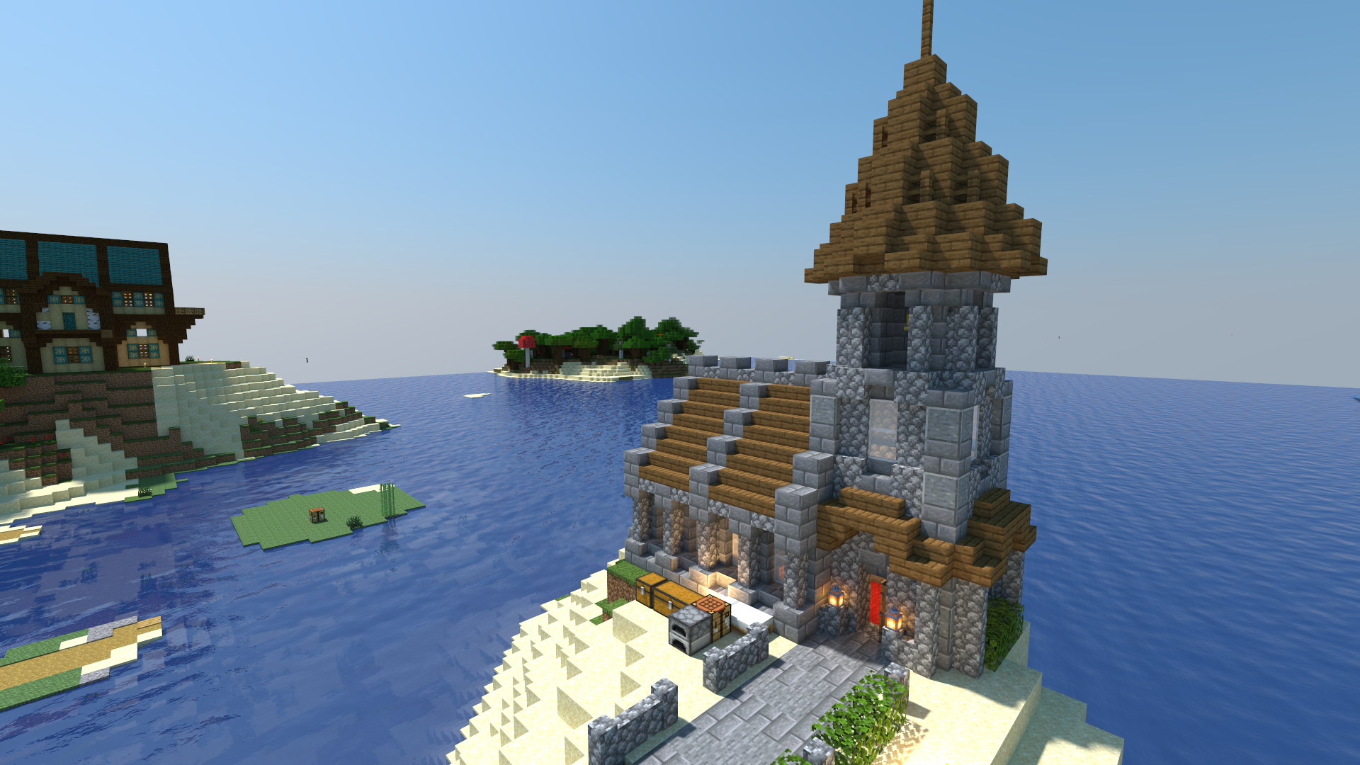 A tower on an island